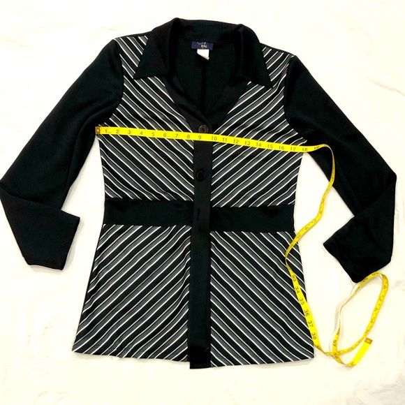 RAG buttoned blazer/suit jacket tailored black w/white stripes size L EUC - Picture 10 of 10